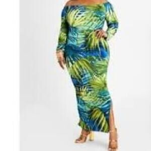 Ashley Stewart Blue and Green Maxi Dress